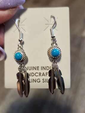 Native American Made Tassel Earrings with Turquoise